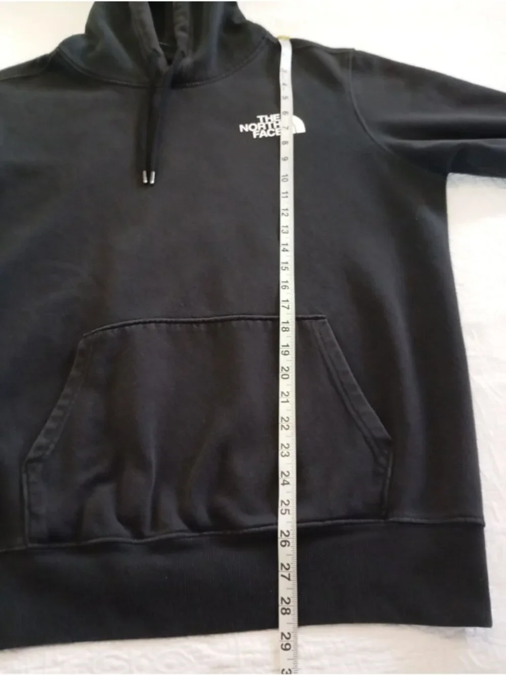 The North Face Mens Black Hoodie Large Logo Front & Back Cotton Blend